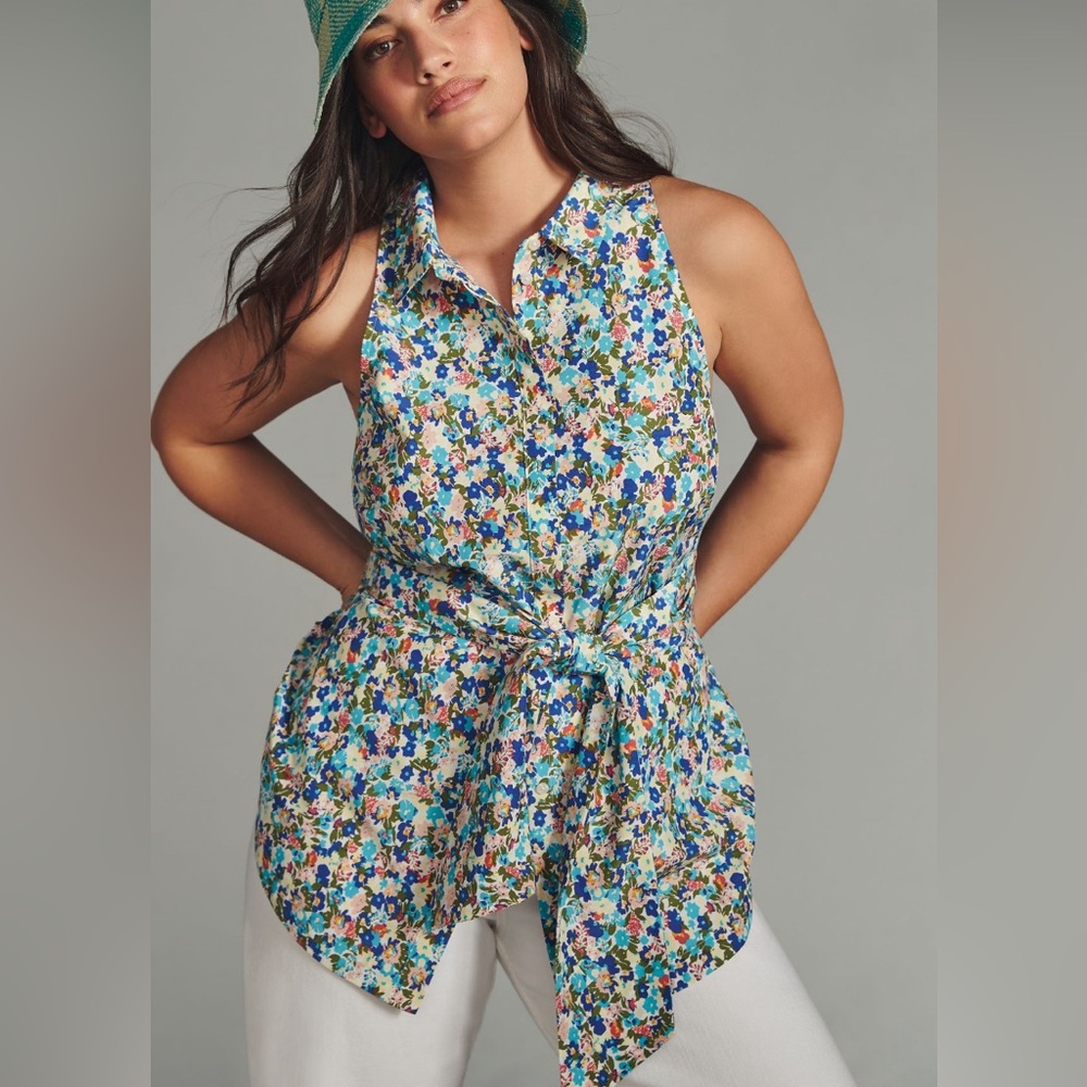 Anthropologie Maeve Tie-Front Sleeveless Top